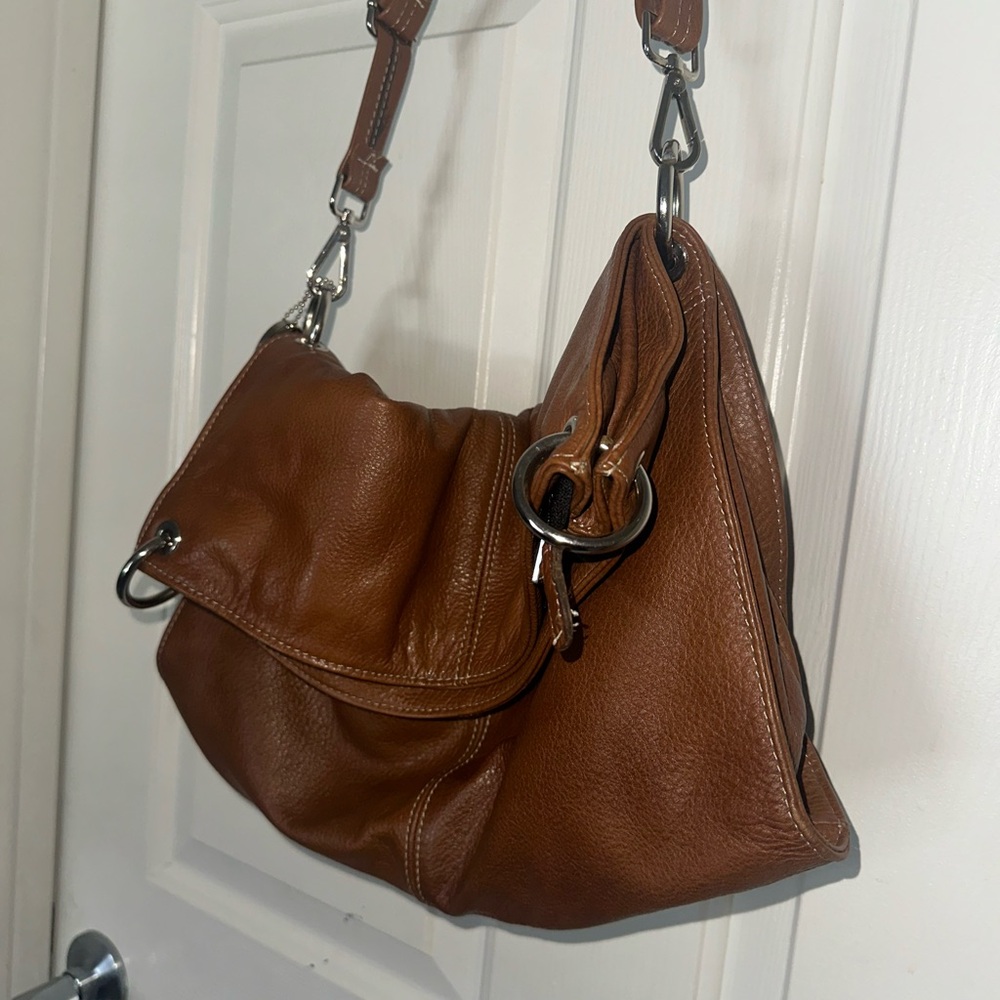 Stylish Brown Leather Crossbody Bag DYMS Natural Pampa Leather - Picture 3 of 5